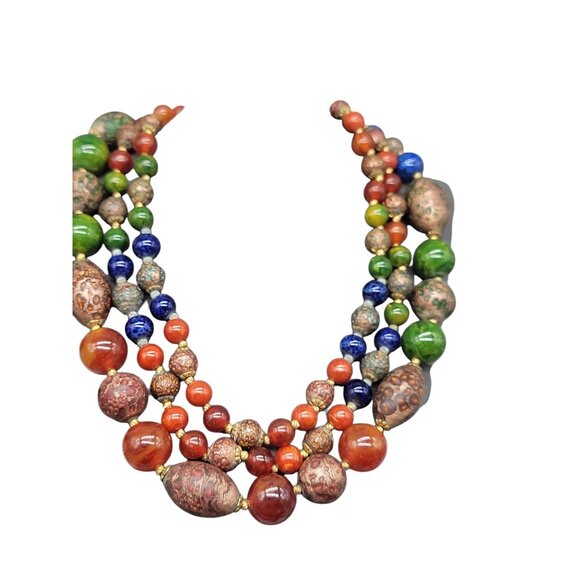 Hattie Carnegie Multistrand Beaded Choker Necklace 17" Multimedia Rare Signed - Picture 13 of 13